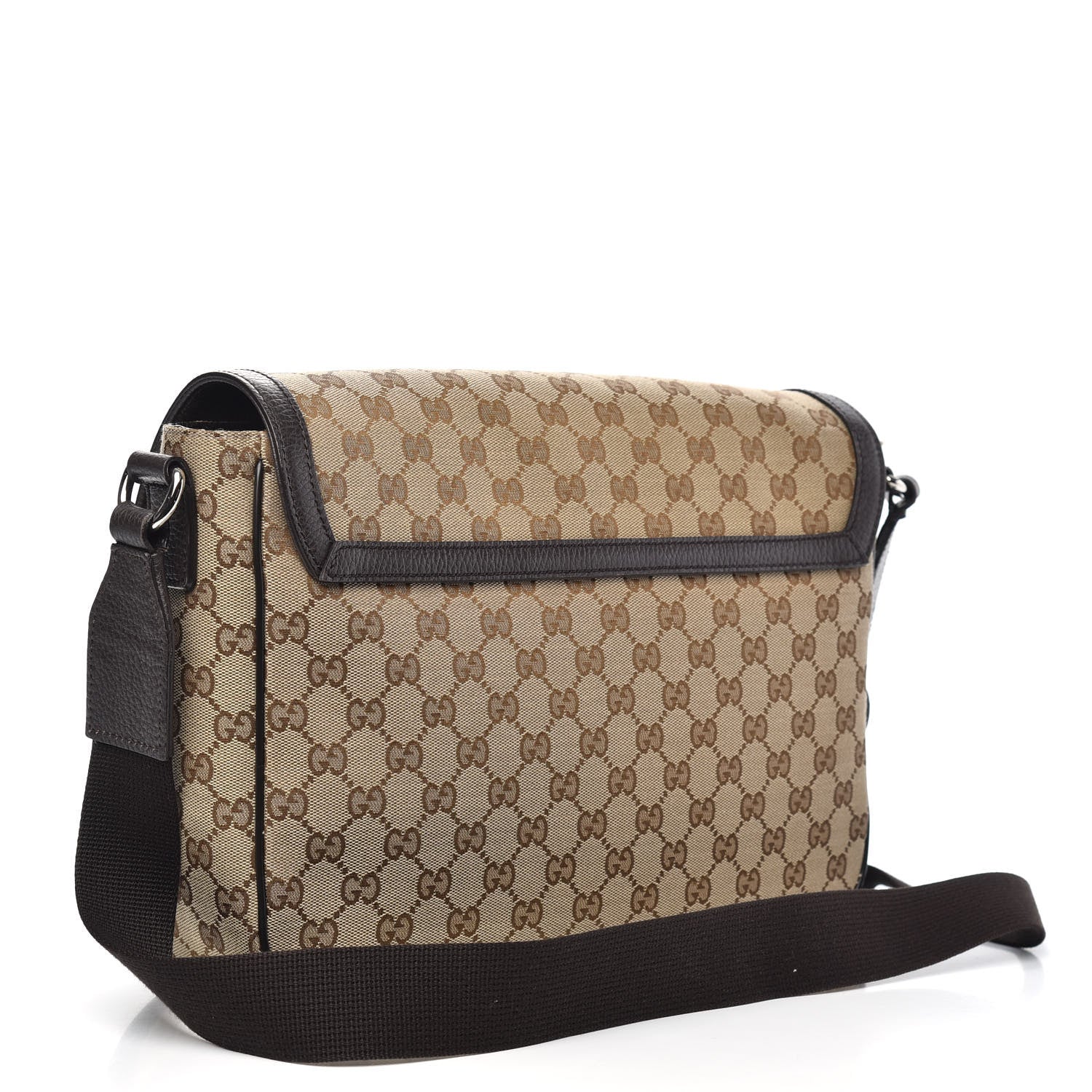 Gucci Monogram Large Flap Messenger Bag Beige Dark Brown 3 of 11