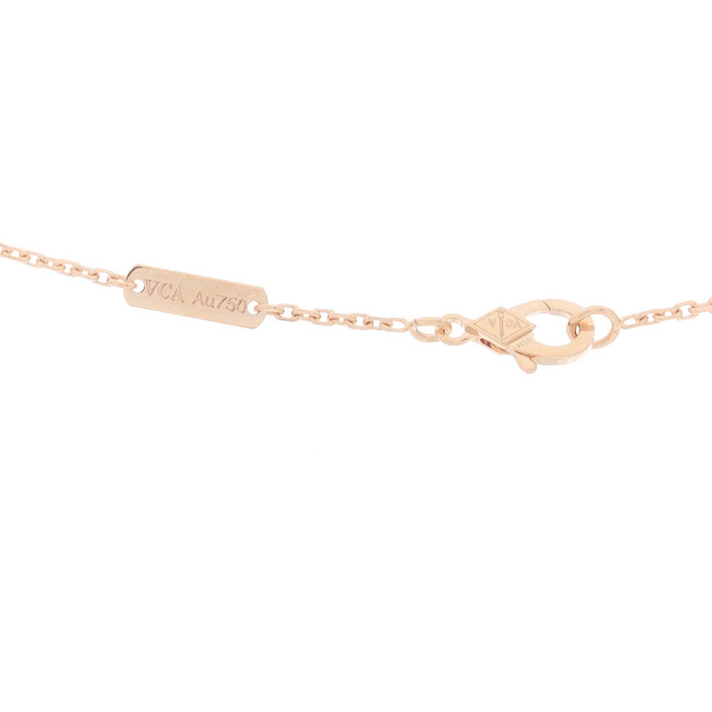 18K Rose Gold Gray Mother of Pearl Vintage Alhambra Pendant Necklace