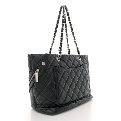 Chanel Aged Calfskin Quilted Large Cotton Club Tote Black 3 of 11