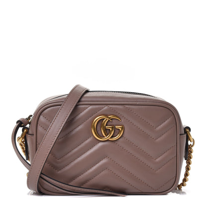 Gucci Calfskin Matelasse Mini GG Marmont Chain Shoulder Bag Porcelain Rose 1 of 4