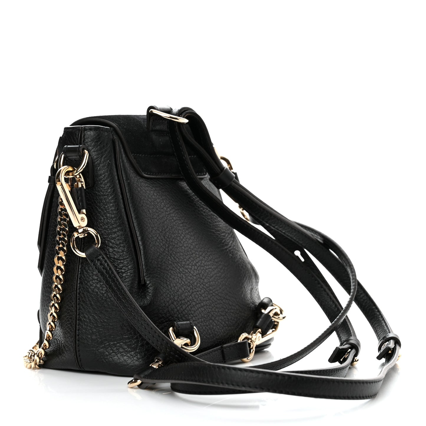 Suede Calfskin Mini Faye Backpack Black
