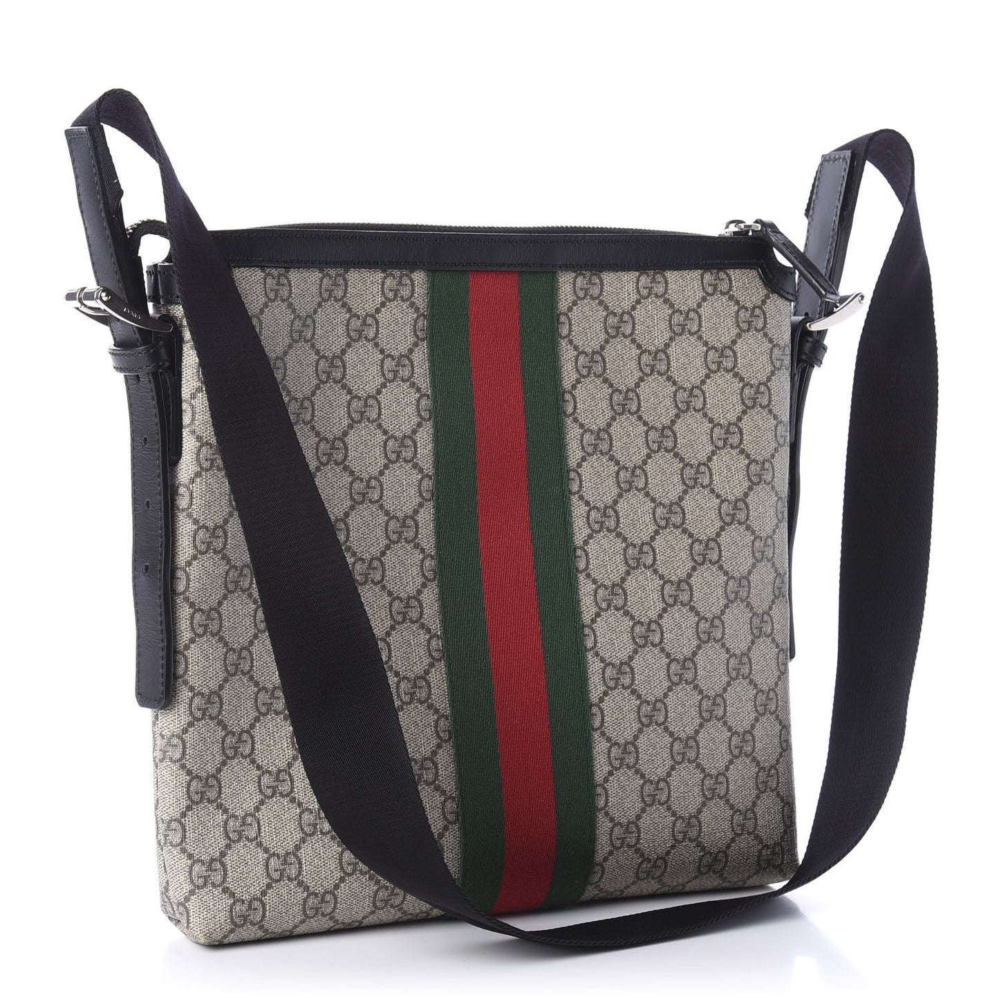 GG Supreme Monogram Web Messenger Bag Black