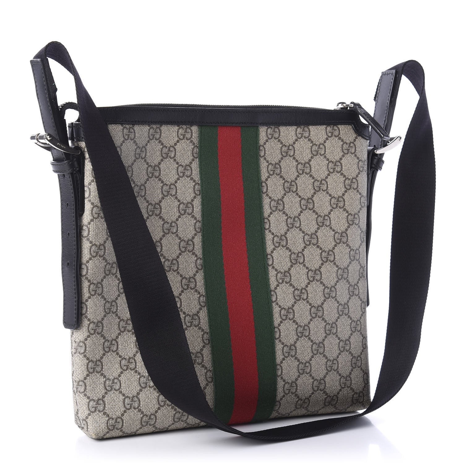 Gucci GG Supreme Monogram Web Messenger Bag Black 3 of 11