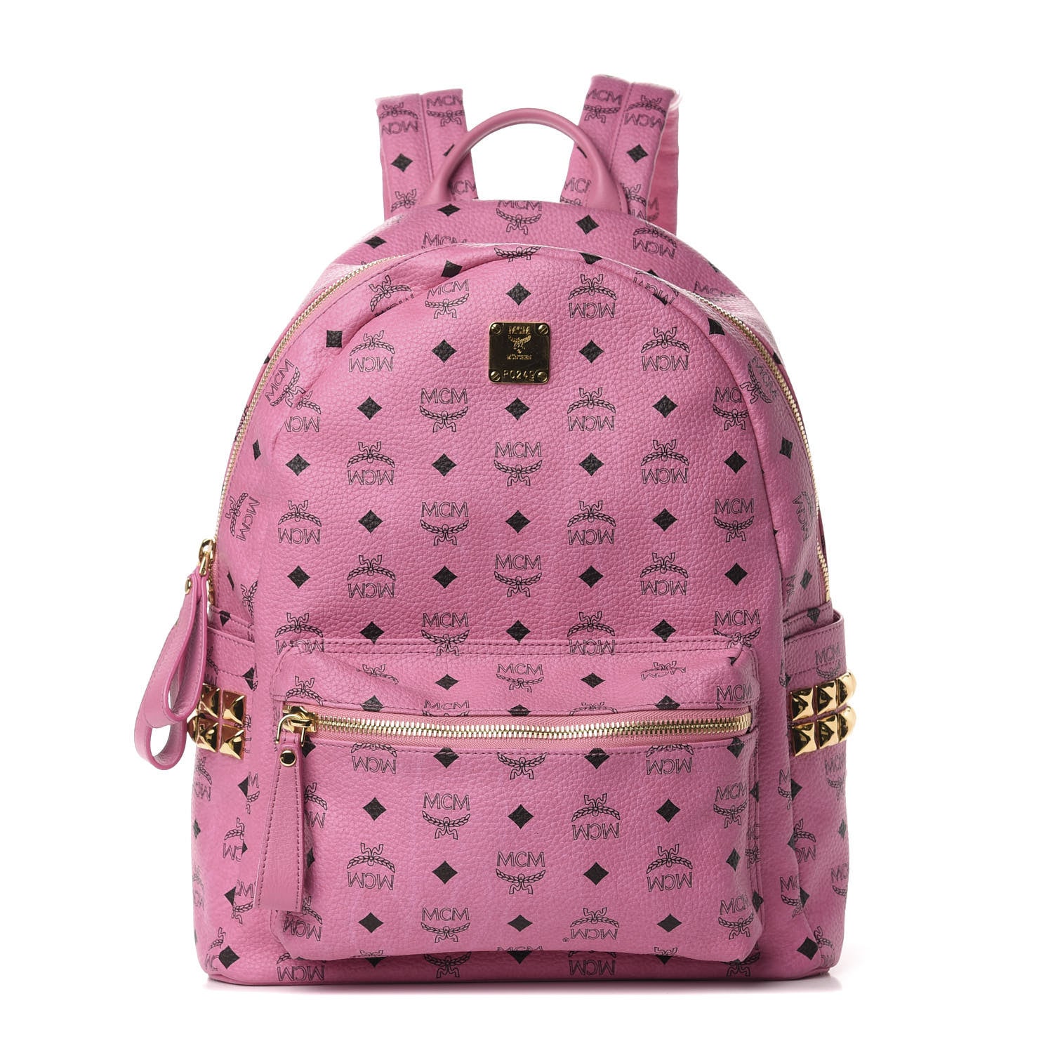 MCM Visetos Medium Side Studs Stark Backpack Pink 1 of 9