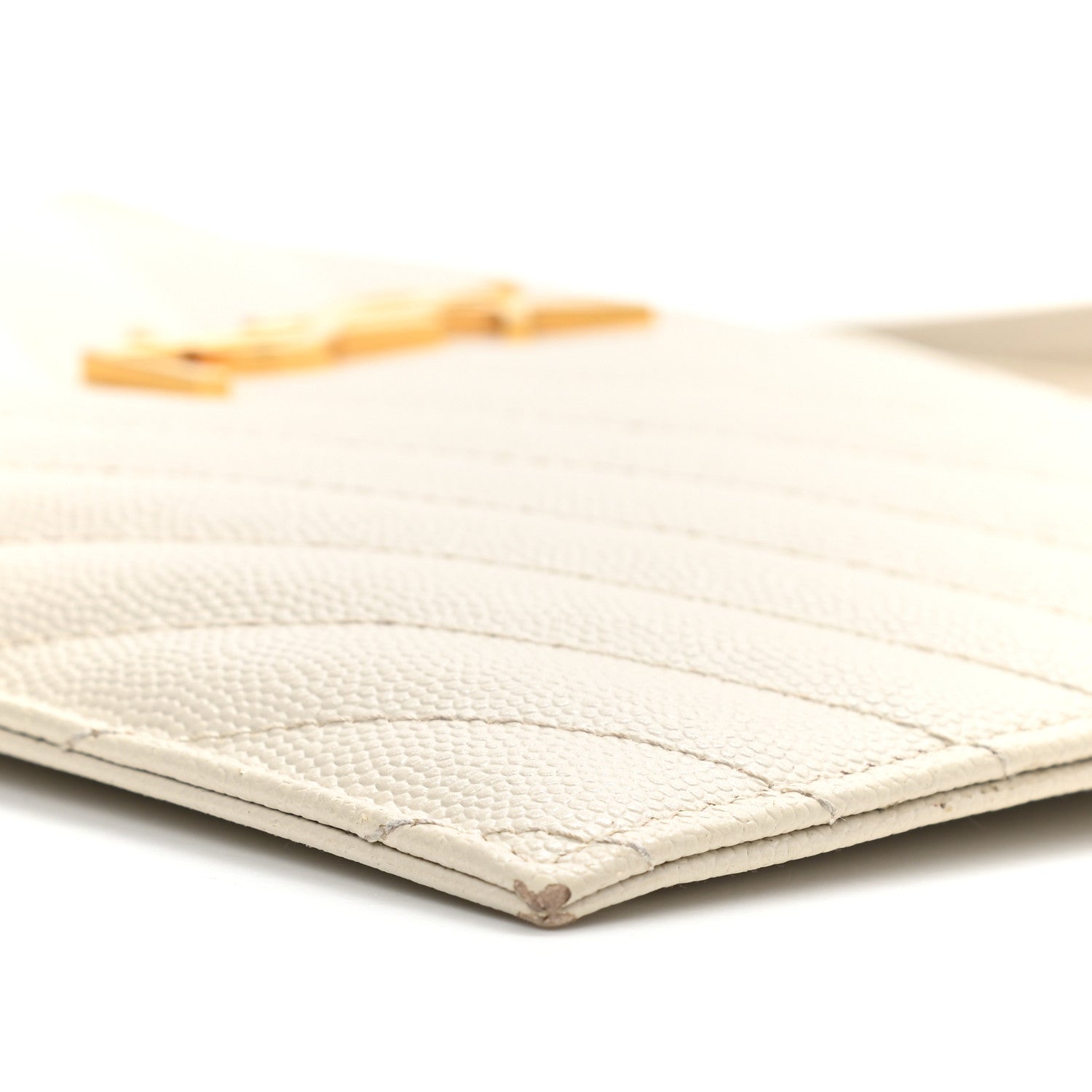 Saint Laurent Grain De Poudre Chevron Monogram Large Bill Pouch Blanc Vintage 10 of 13