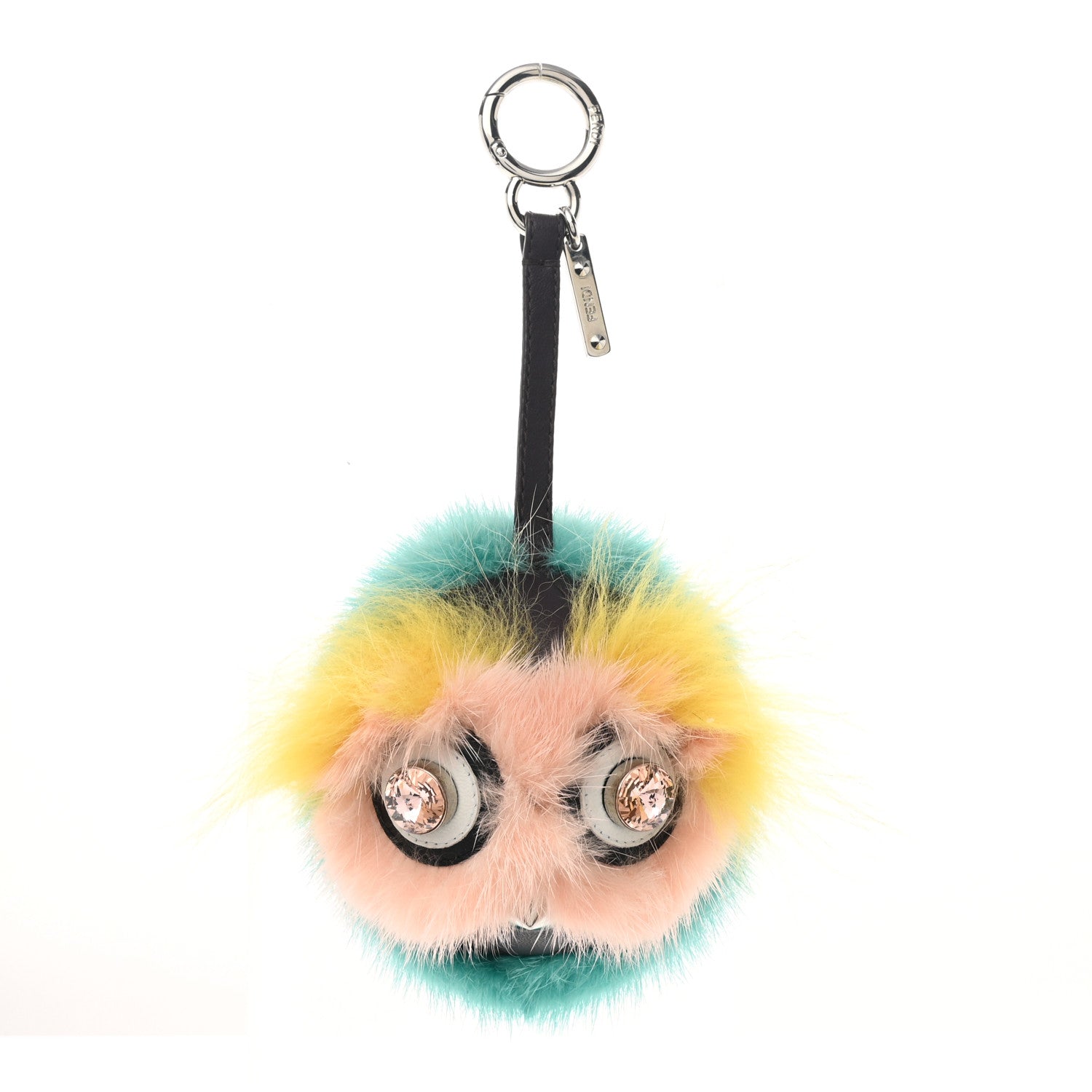 Fendi Shiny Nappa Mink Fox Fur Crystal QuTweet Dazzling Bag Bug Charm Bordeaux Seashell Multicolor 1 of 4