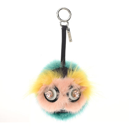 Fendi Shiny Nappa Mink Fox Fur Crystal QuTweet Dazzling Bag Bug Charm Bordeaux Seashell Multicolor 1 of 4