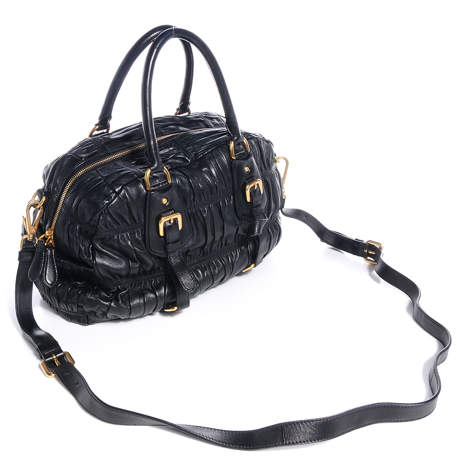 Prada Nappa Gaufre Dome Satchel Black 3 of 10