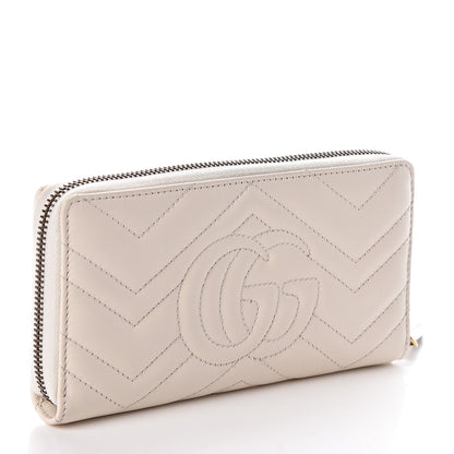 Gucci Calfskin Matelasse GG Marmont Zip Around Wallet White 3 of 7