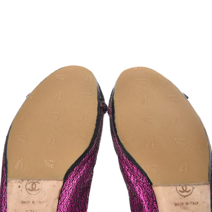Chanel Metallic Lace Cap Toe Ballerina Flats 37.5 Fuchsia 11 of 14