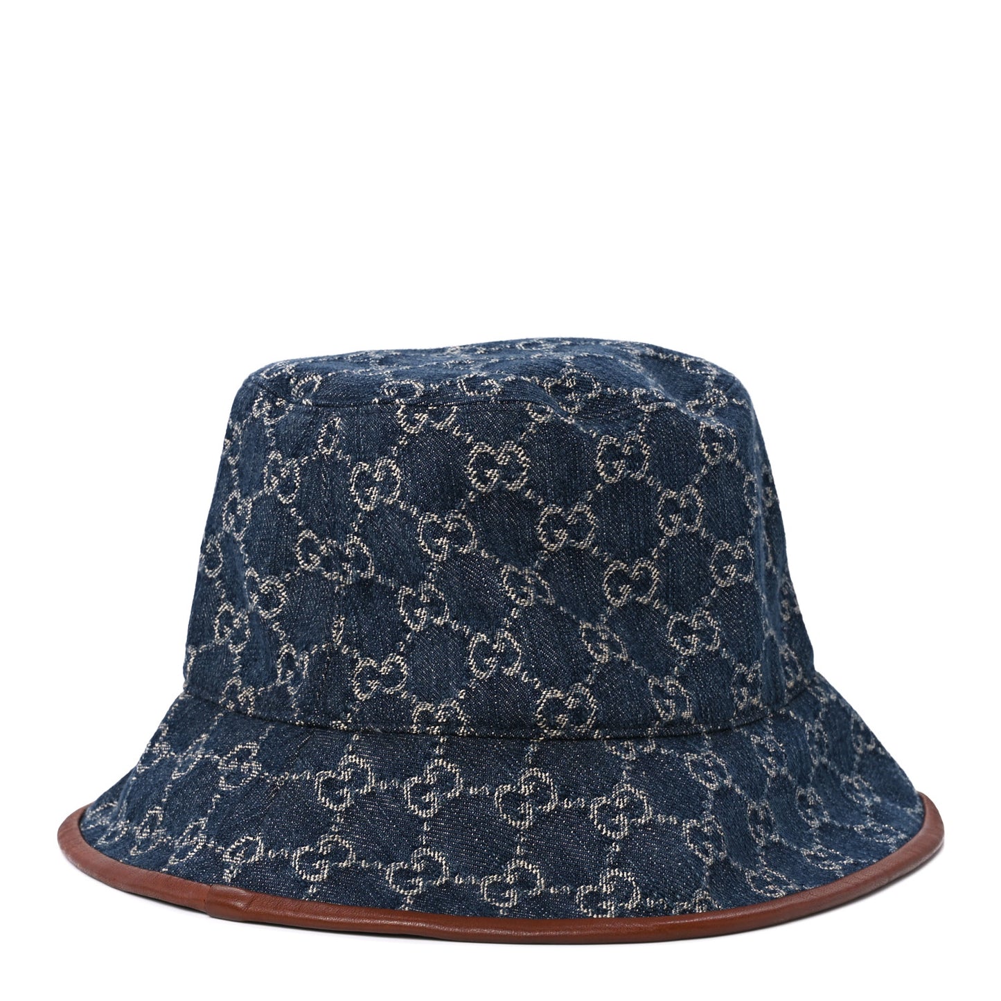 Washed Jacquard Denim Nappa GG Monogram Oscar Bucket Hat M Denim Cuir