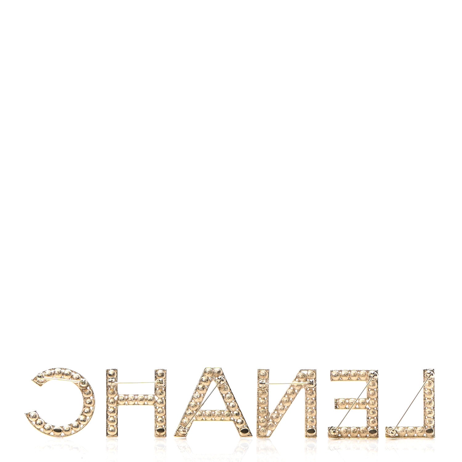 Chanel Crystal Cha-Nel Logo Brooch Set Gold 3 of 4