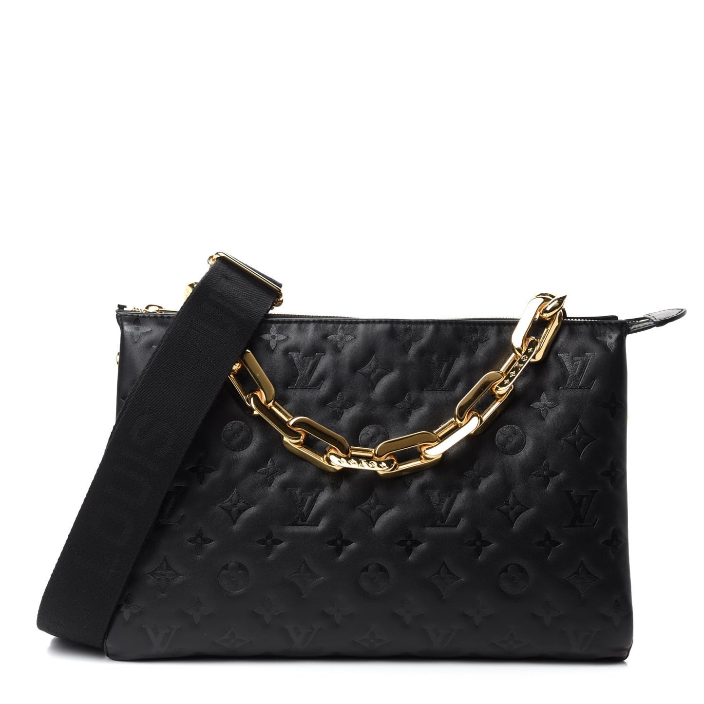 Lambskin Embossed Monogram Coussin MM Black