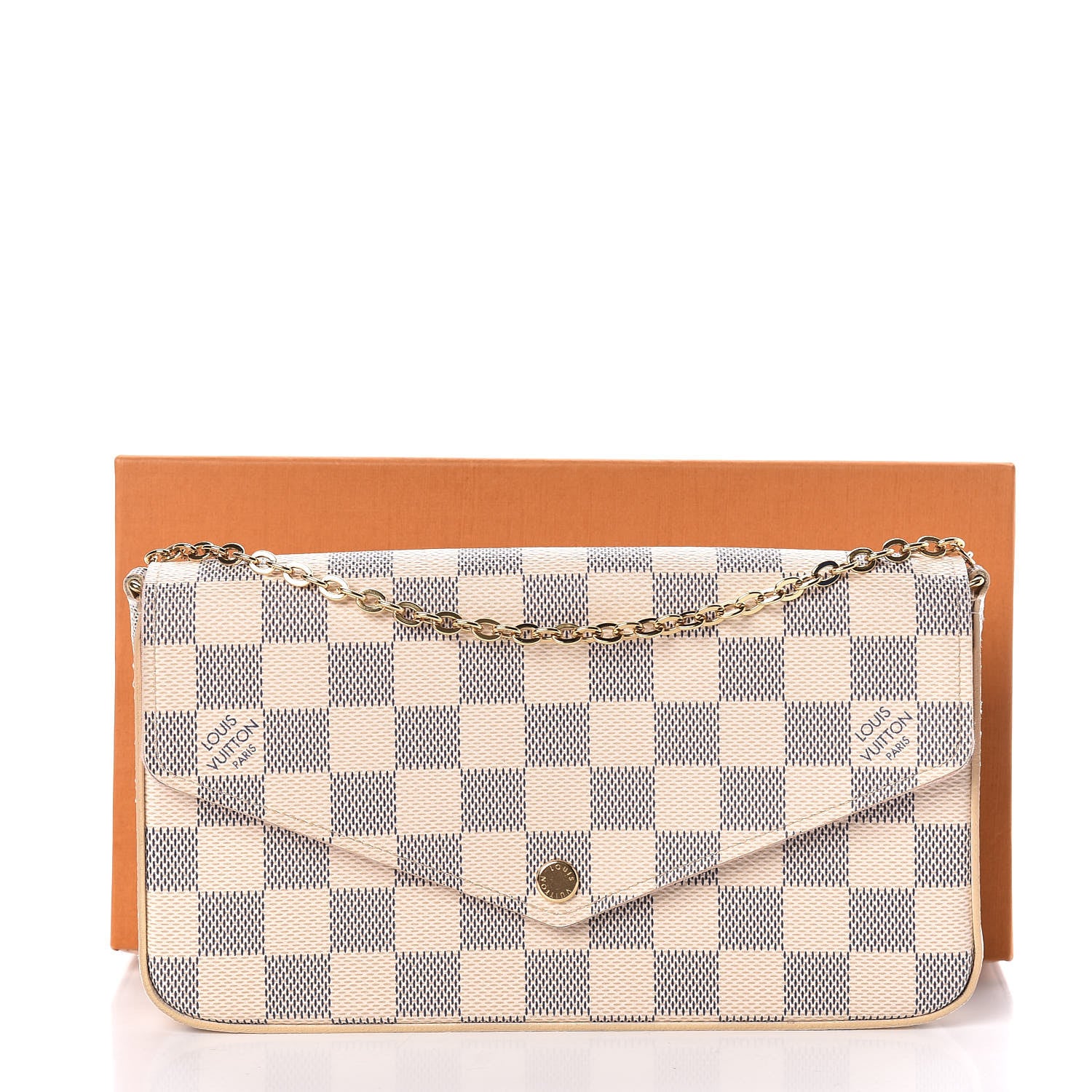 Louis Vuitton Damier Azur Pochette Felicie Chain Wallet Rose Ballerine 9 of 9