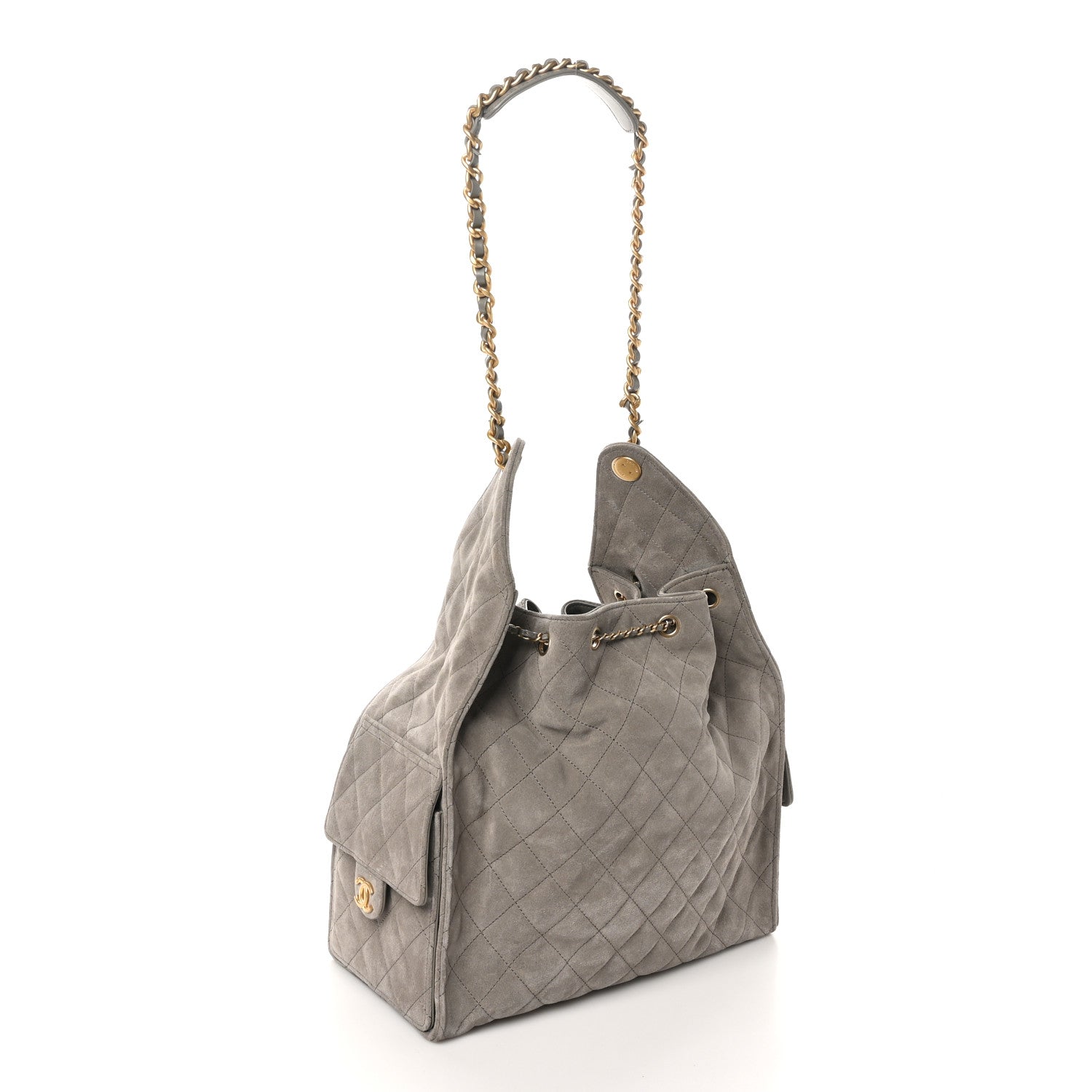 Chanel Suede Quilted Medium Chanel 25 Handbag Dark Grey 3 of 10
