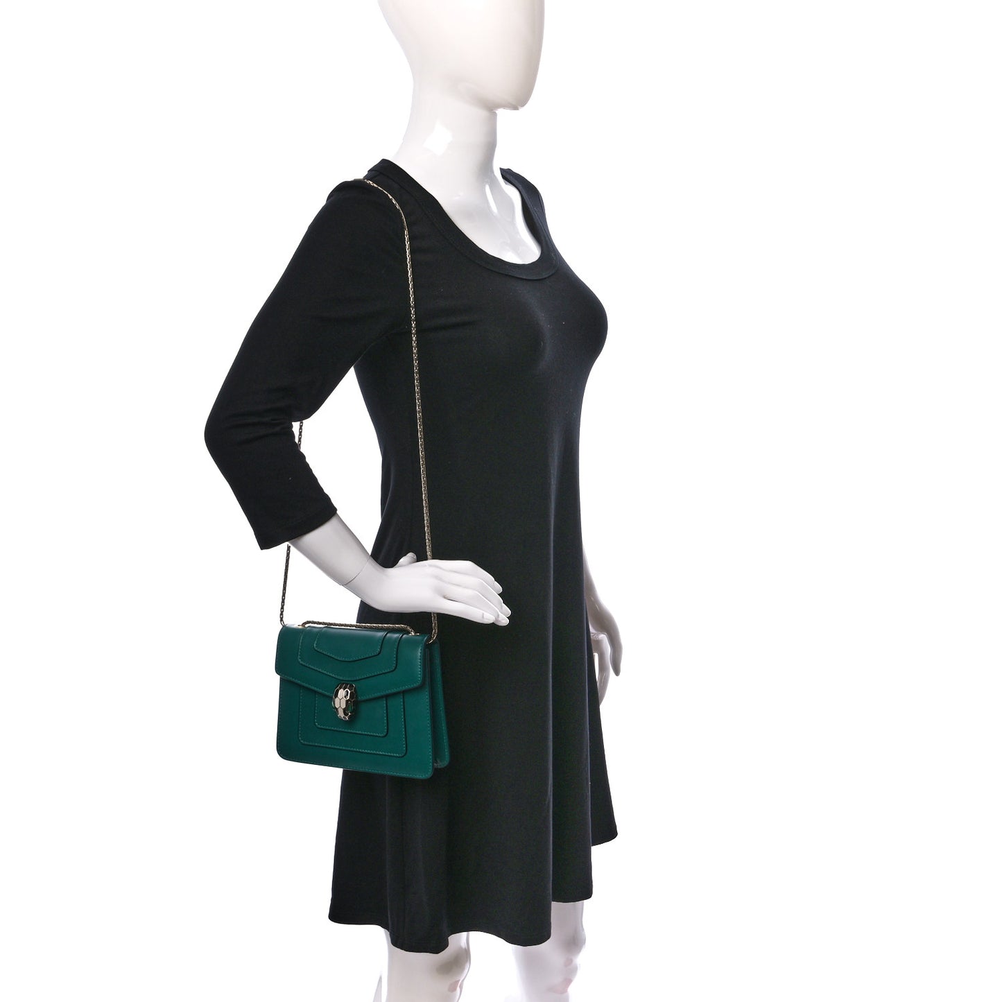 Calfskin Small Serpenti Forever Snake Strap Crossbody Bag Emerald Green