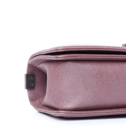 Chanel Metallic Caviar Chevron Quilted Medium Boy Flap Dark Pink 8 of 9
