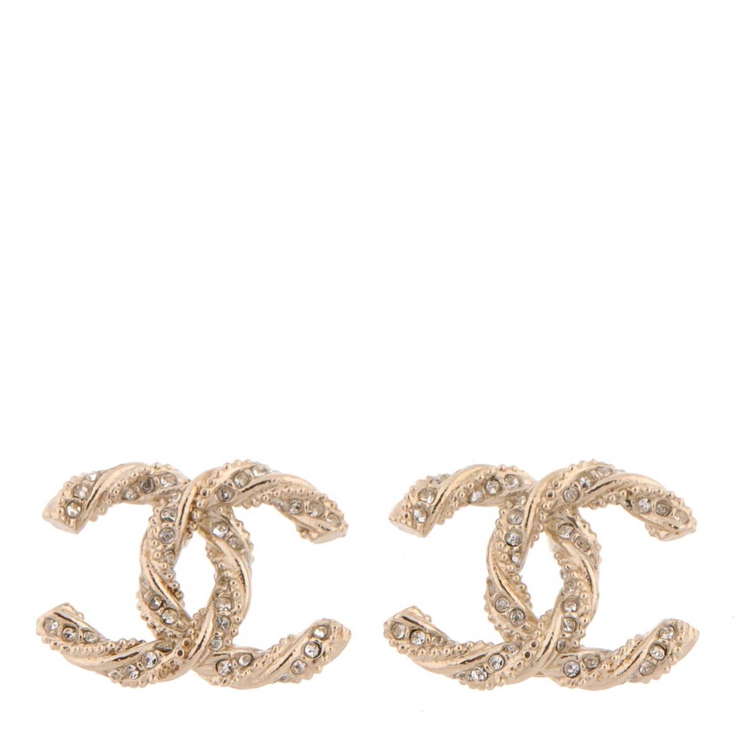 Crystal Twisted CC Earrings Gold