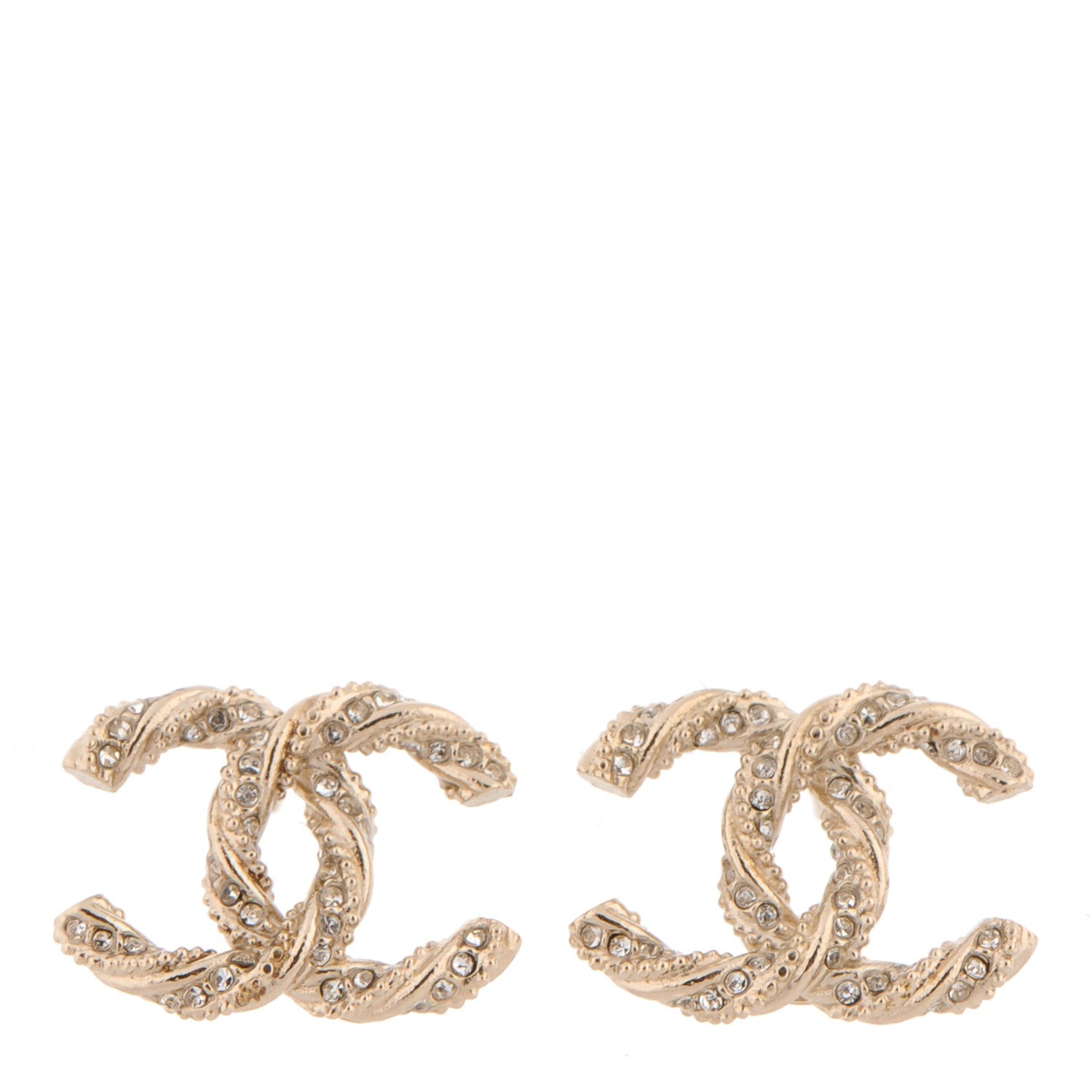 Chanel Crystal Twisted CC Earrings Gold 1 of 4