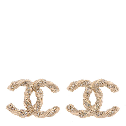 Chanel Crystal Twisted CC Earrings Gold 1 of 4