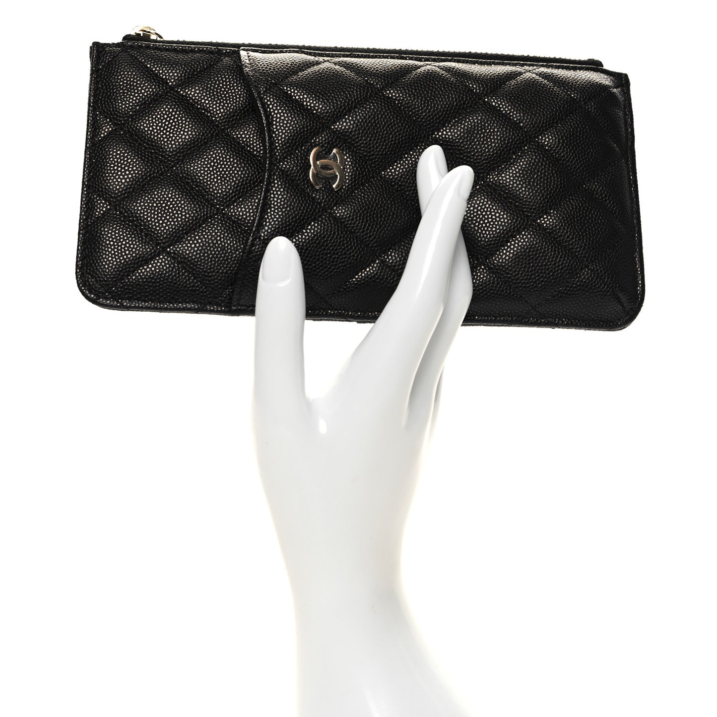 Caviar Quilted Classic Flat Wallet Pouch Black