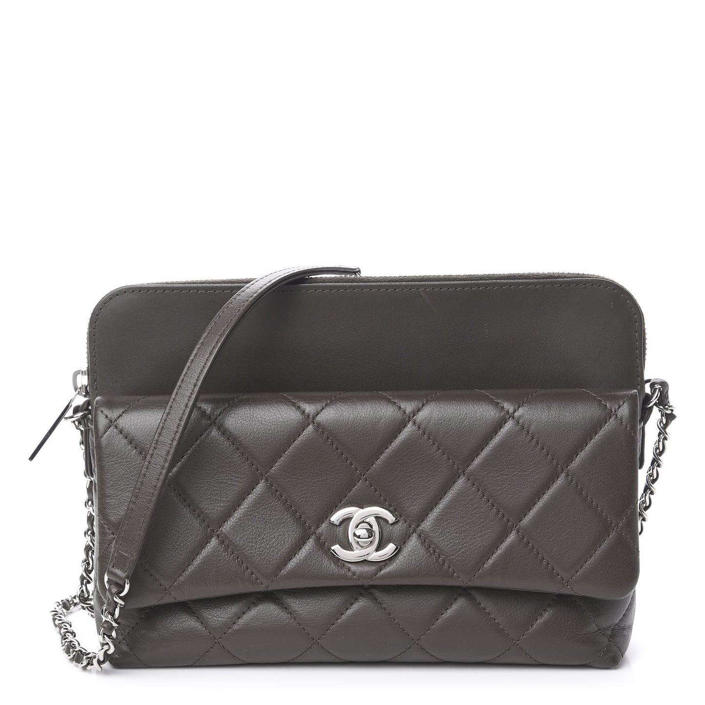 Lambskin Quilted Crossbody Grey