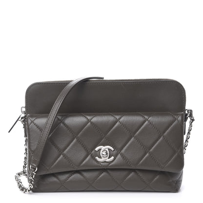Chanel Lambskin Quilted Crossbody Grey 1 of 12