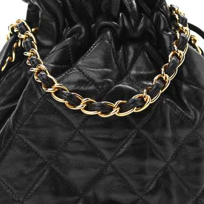 Chanel Lambskin Quilted Drawstring Shoulder Bag Black 9 of 12