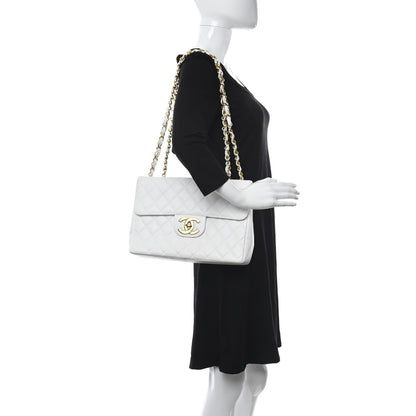 Chanel Caviar Quilted XL Jumbo Single Flap White 2 of 16