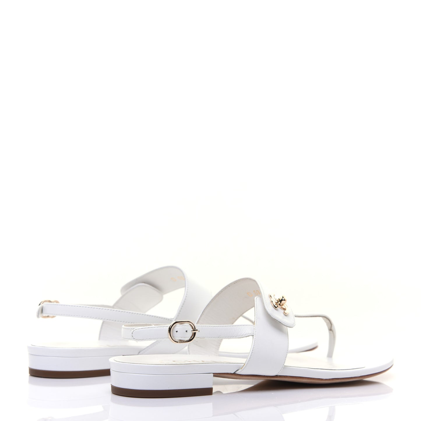 Lambskin CC Thong Sandals 37 White