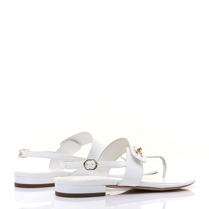 Chanel Lambskin CC Thong Sandals 37 White 4 of 20