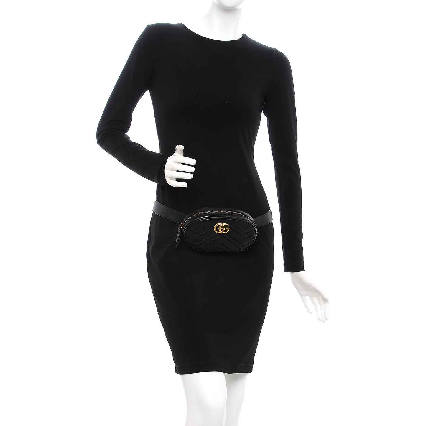 Calfskin Matelasse GG Marmont Belt Bag 85 34 Black