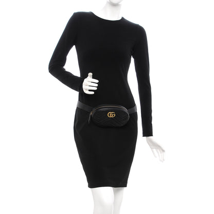 Gucci Calfskin Matelasse GG Marmont Belt Bag 85 34 Black 2 of 11