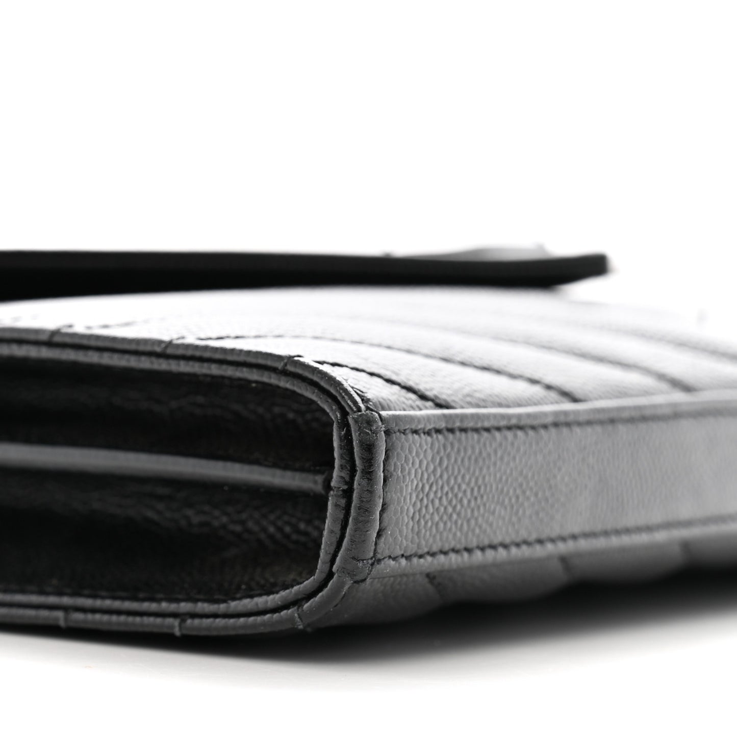 Grain De Poudre Matelasse Chevron Monogram Monochrome Chain Wallet Black