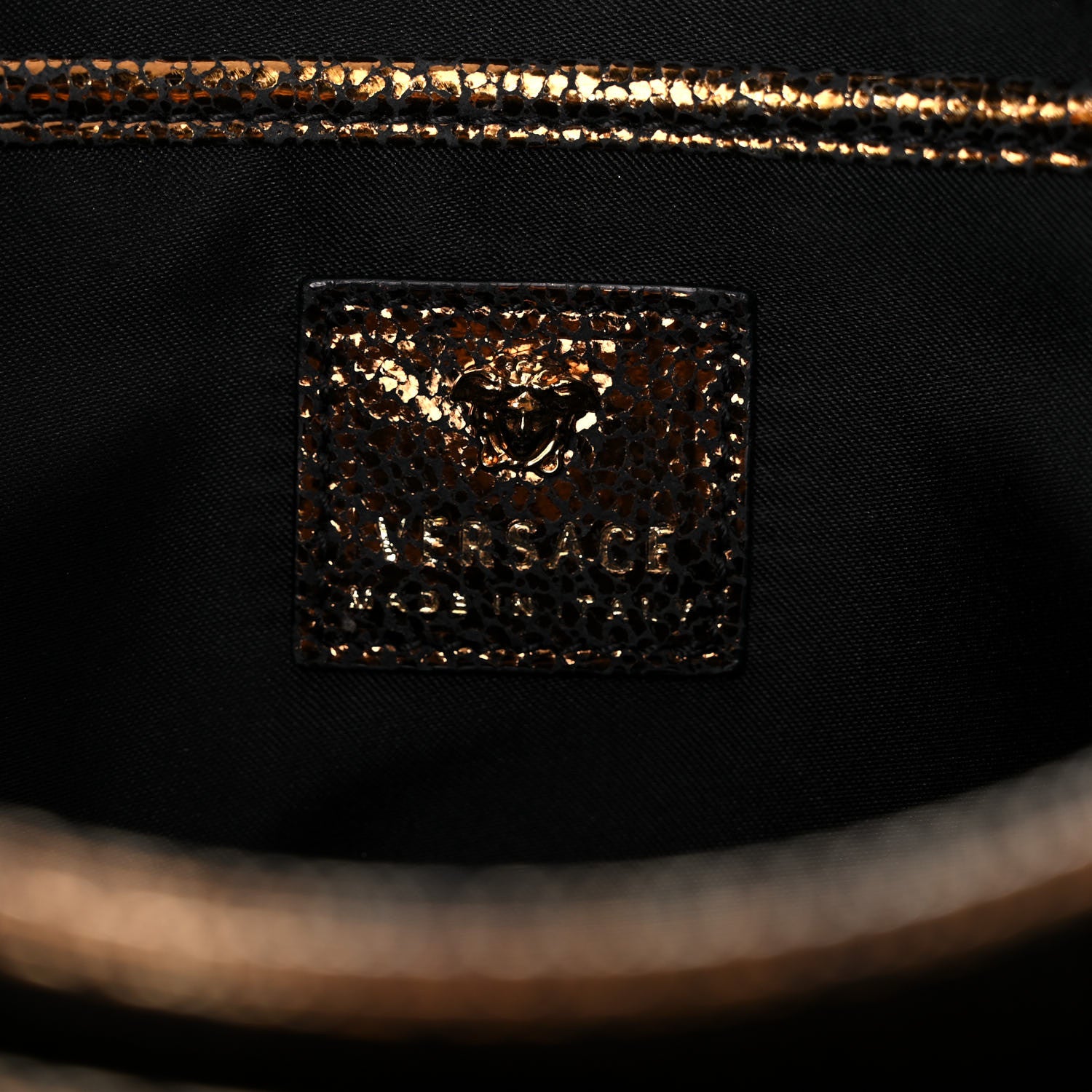 Versace Metallic Suede Palazzo Sultan Shoulder Bag Black Gold 7 of 17