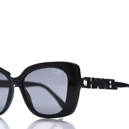 Chanel Acetate Strass Polarized Square Sunglasses 5422-B Black 8 of 9