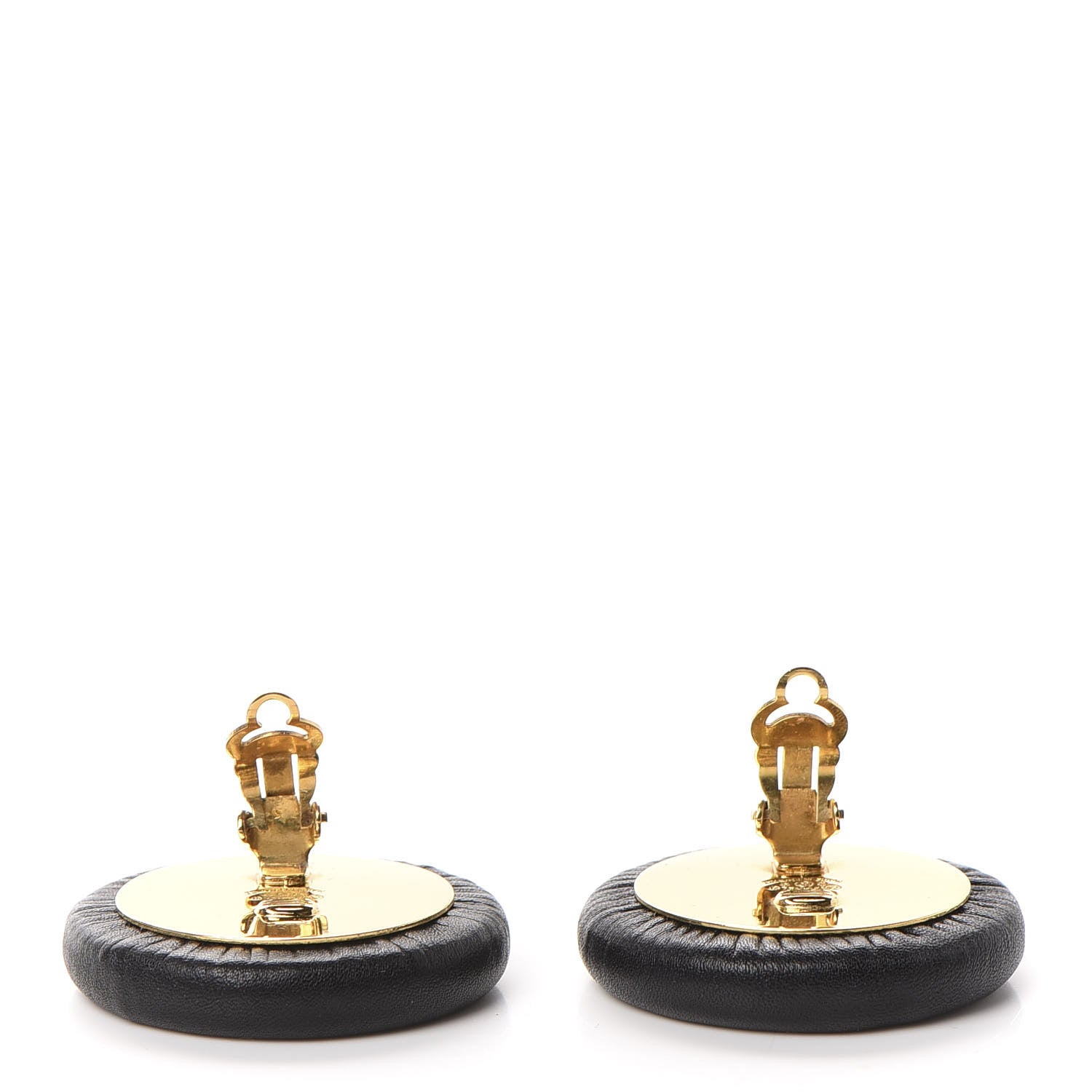 Chanel Lambskin CC Clip On Earrings Black Gold 3 of 5