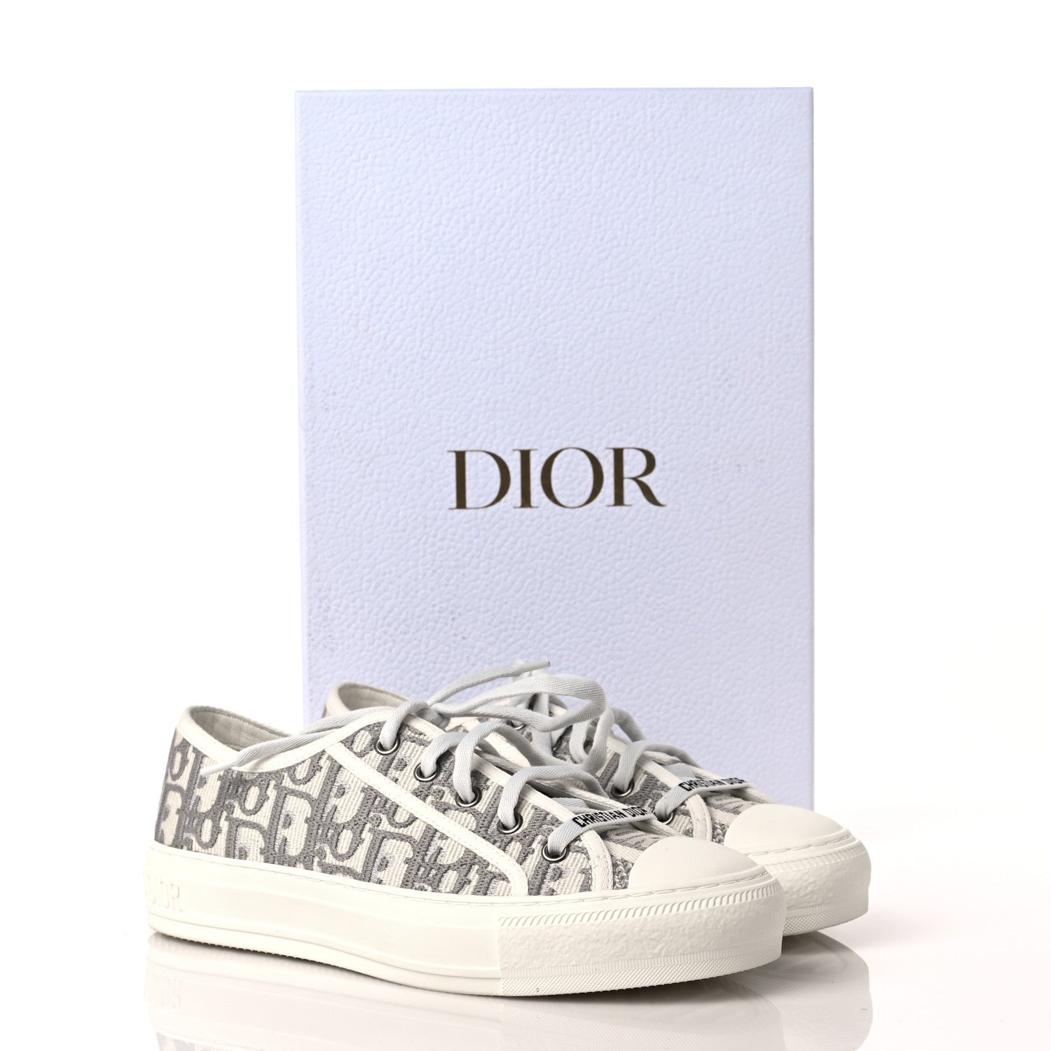 Christian Dior Canvas Oblique Walk'N'Dior Low Top Sneakers 37.5 Grey Stone 9 of 9