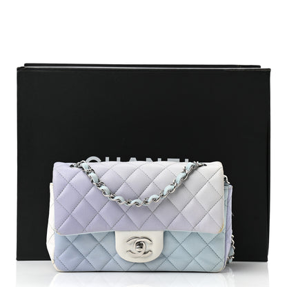 Chanel Perforated Lambskin Quilted Mini Rectangular Flap Light Blue Light Purple White 12 of 12