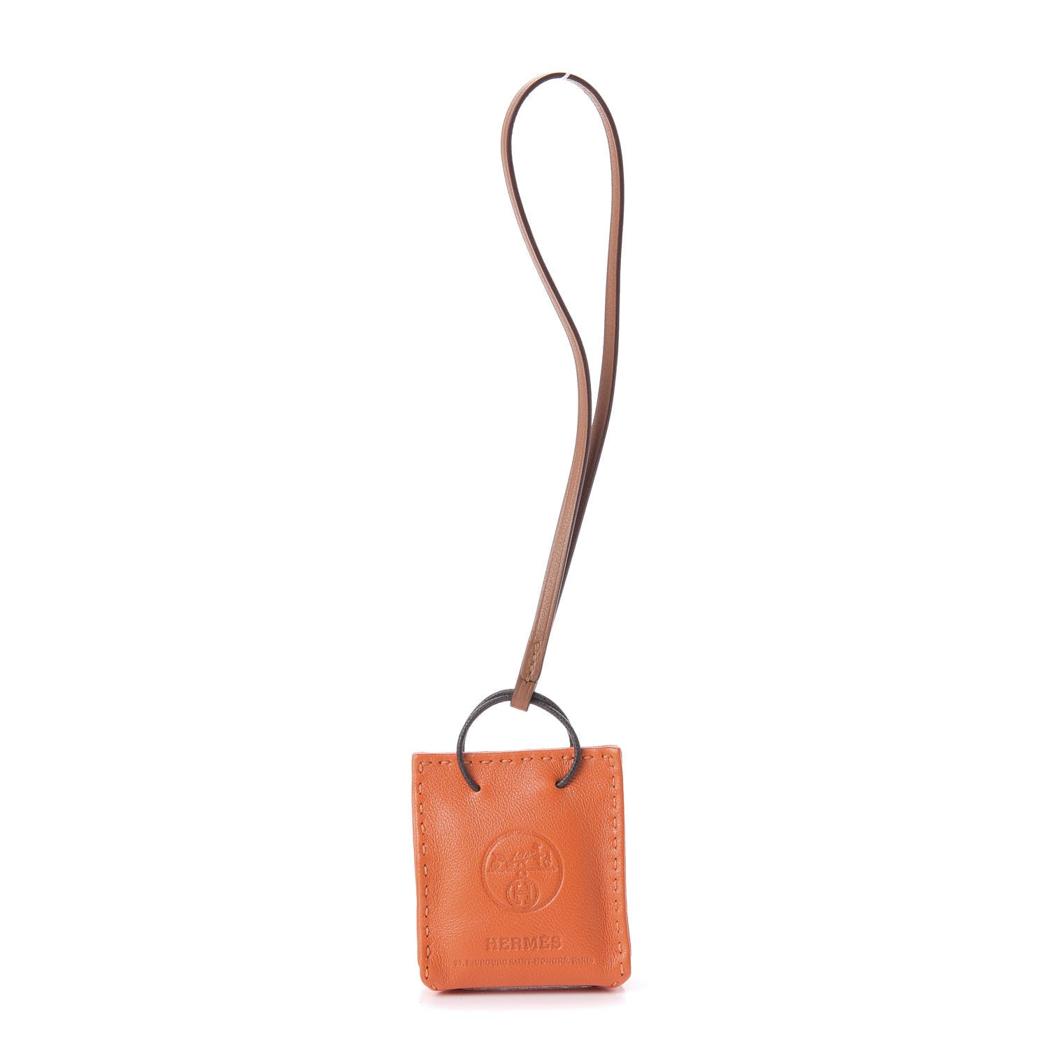 Hermes Milo Lambskin Swift Shopping Bag Charm Feu Gold 1 of 5