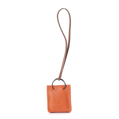 Hermes Milo Lambskin Swift Shopping Bag Charm Feu Gold 1 of 5