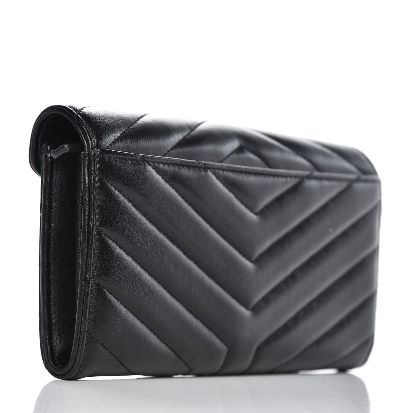 Lambskin Y Quilted Monogram Large Loulou Flap Wallet Black