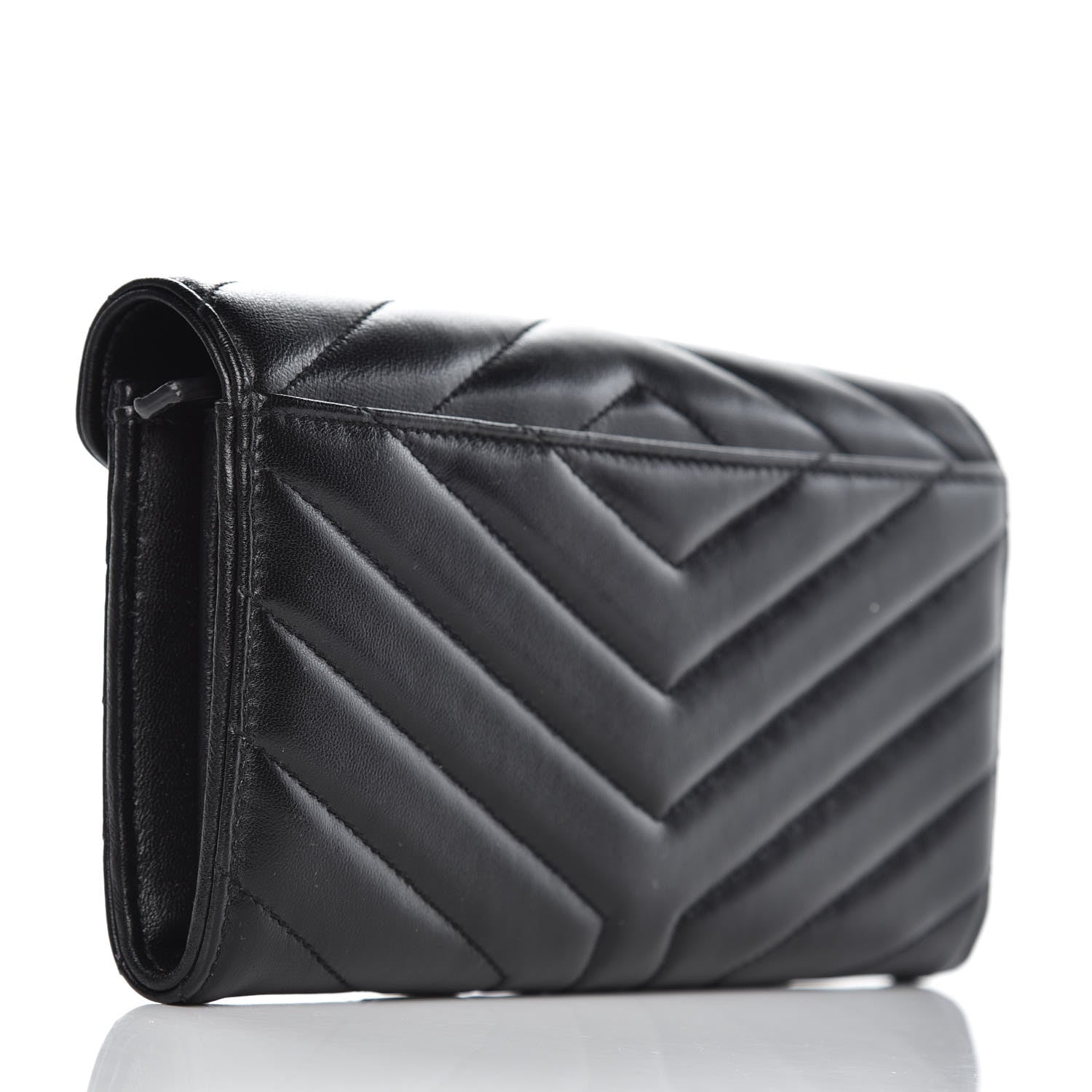 Saint Laurent Lambskin Y Quilted Monogram Large Loulou Flap Wallet Black 3 of 8