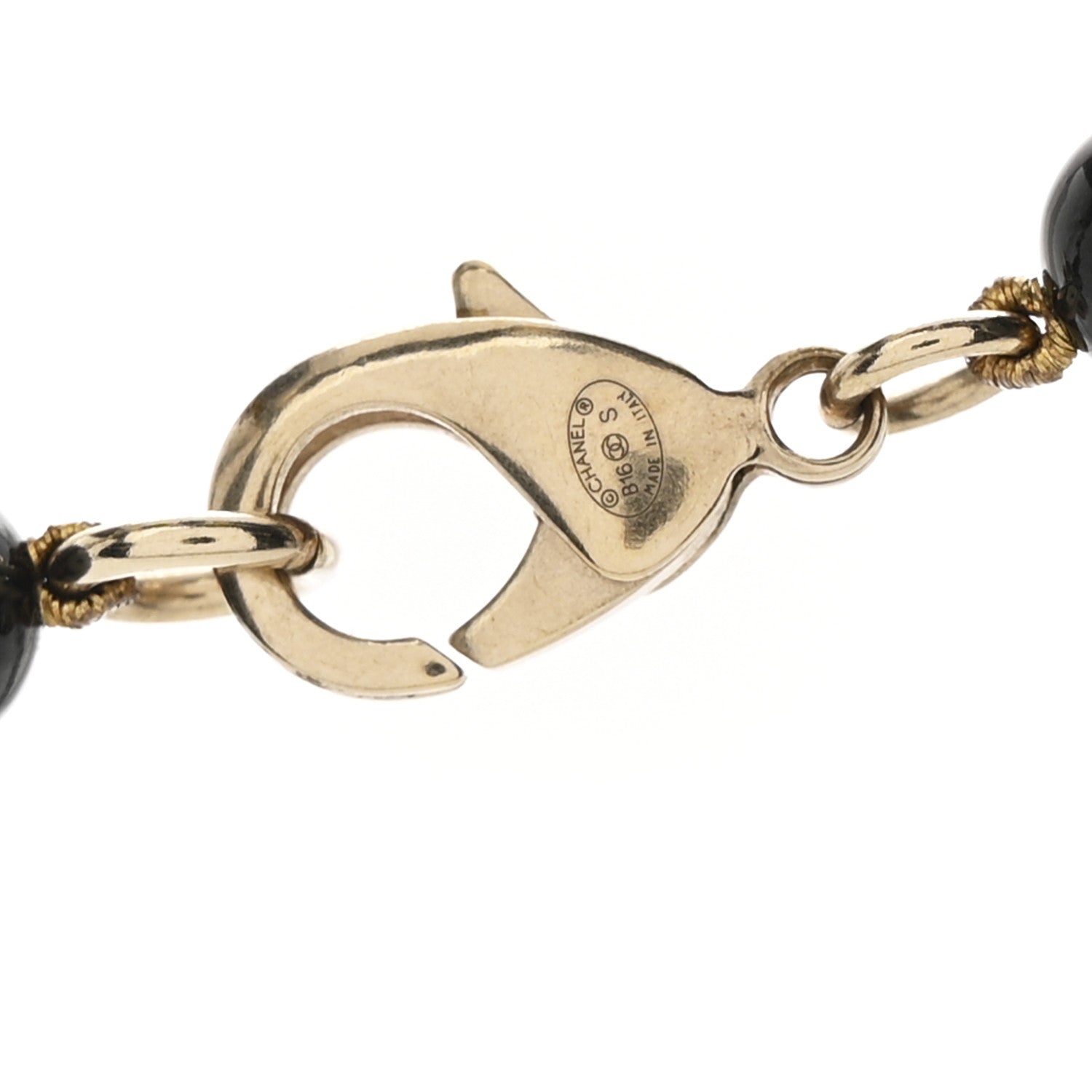 Chanel Metal Beaded CC Long Necklace Gold Black 6 of 6