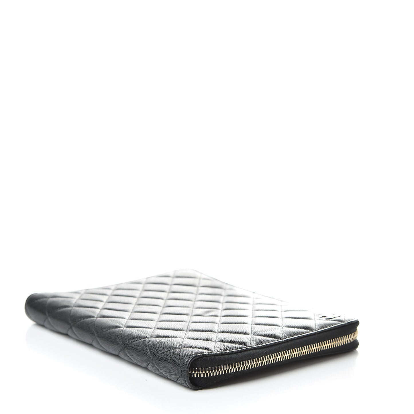 Caviar Quilted Zip Around Notebook Agenda Cover Black