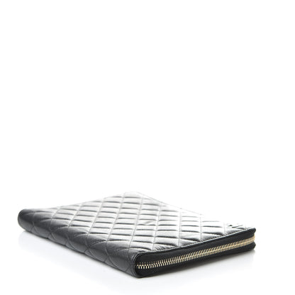 Chanel Caviar Quilted Zip Around Notebook Agenda Cover Black 4 of 9