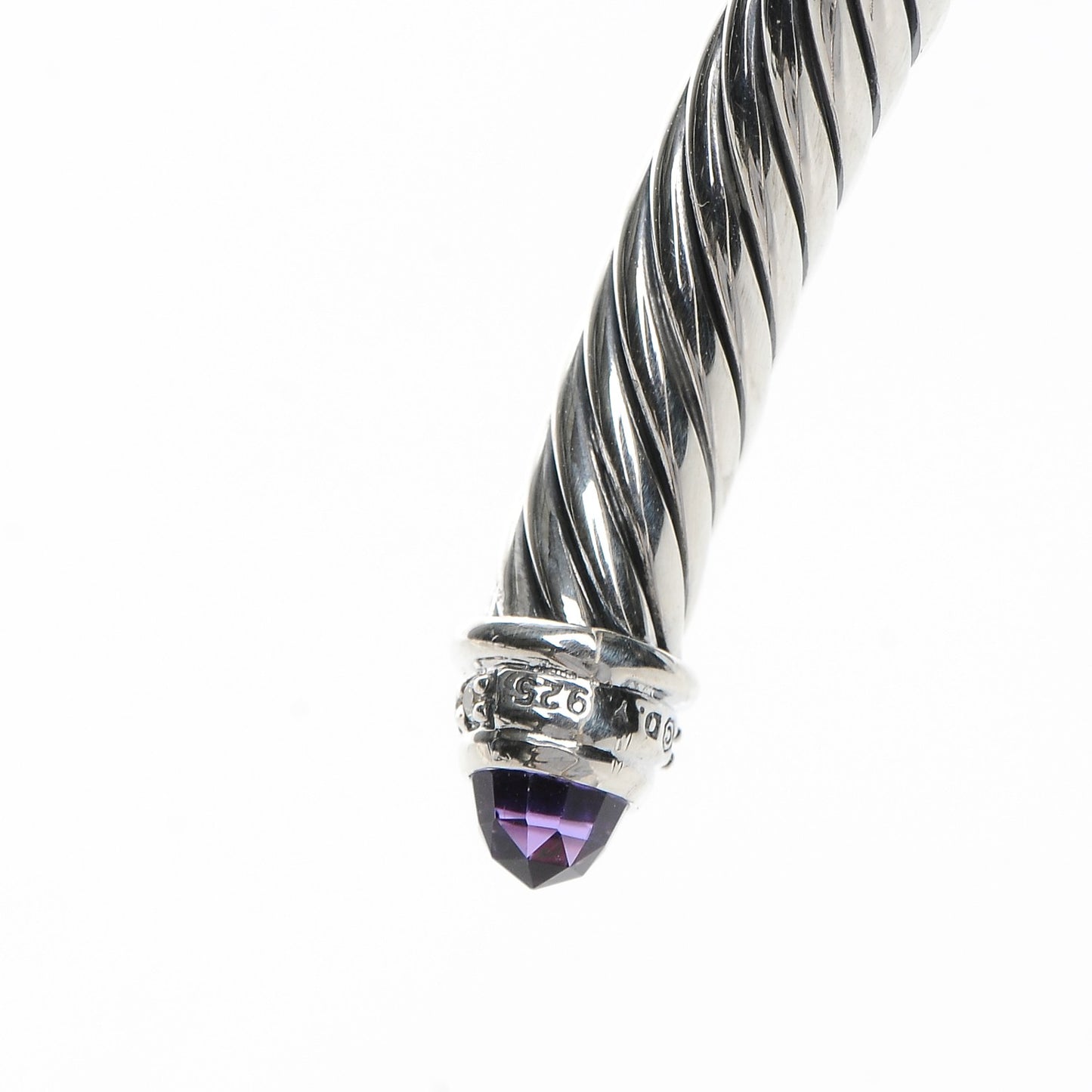 Sterling Silver Diamond Amethyst 5mm Cable Classics Bracelet