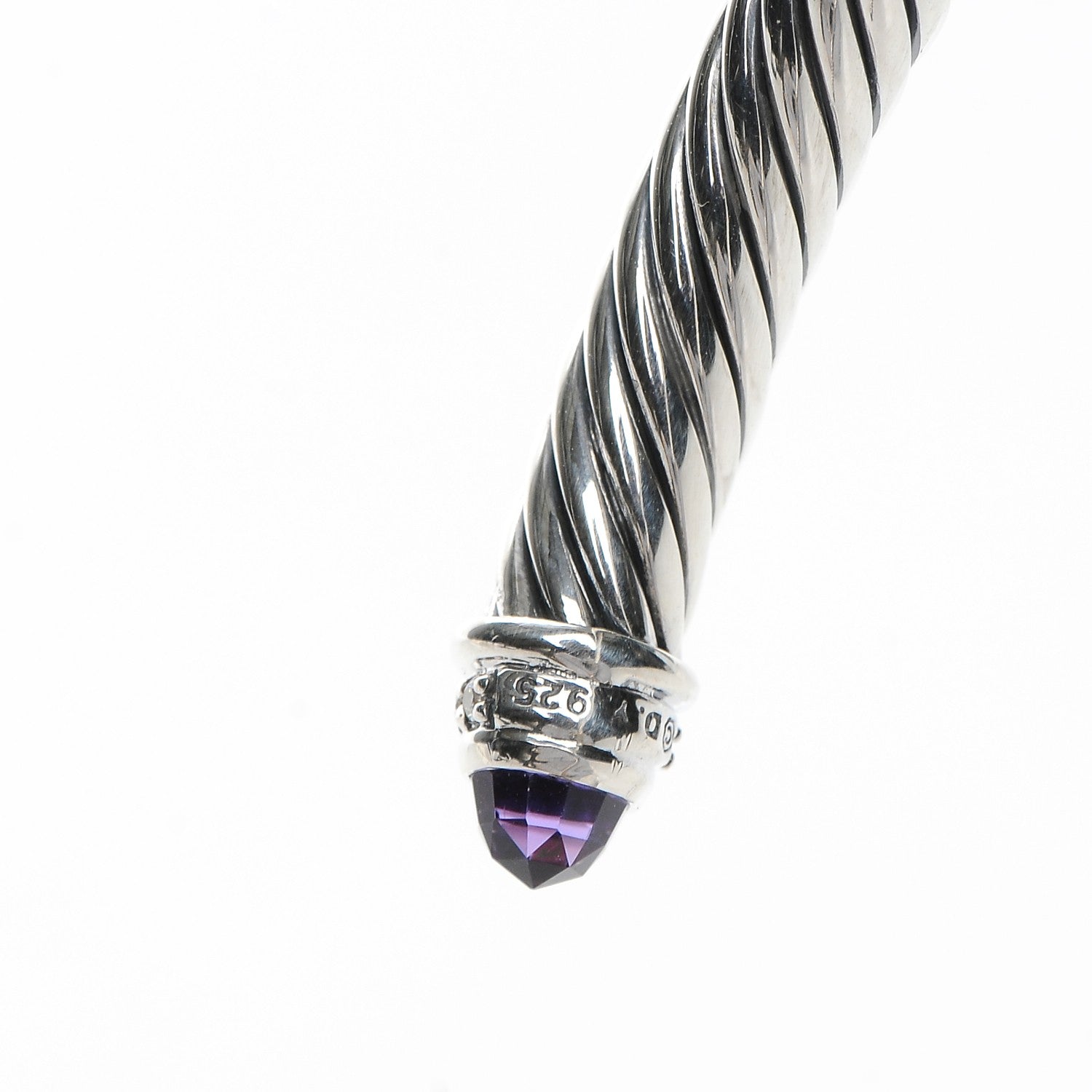 David Yurman Sterling Silver Diamond Amethyst 5mm Cable Classics Bracelet 5 of 6