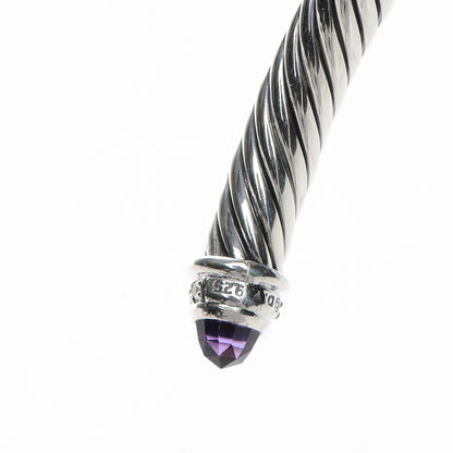 David Yurman Sterling Silver Diamond Amethyst 5mm Cable Classics Bracelet 5 of 6