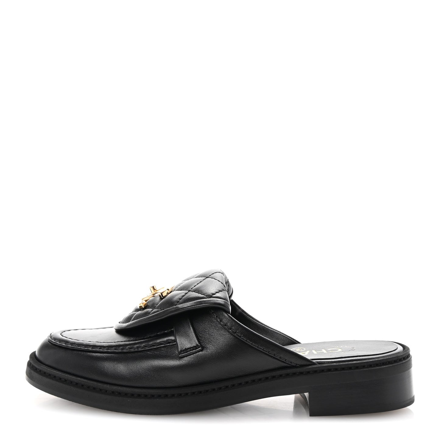 Lambskin Quilted CC Turnlock Mules 36 Black